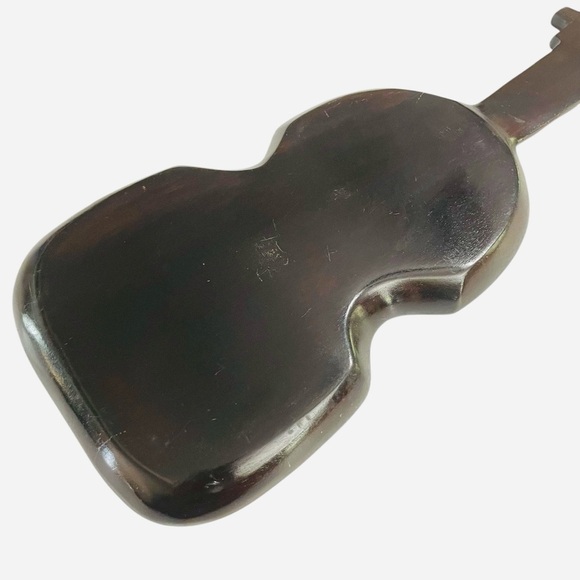 Vintage Wooden Violin Shaped Tray Made in Haiti 16”L x 6”W bottom x 5”W Top - Picture 5 of 13